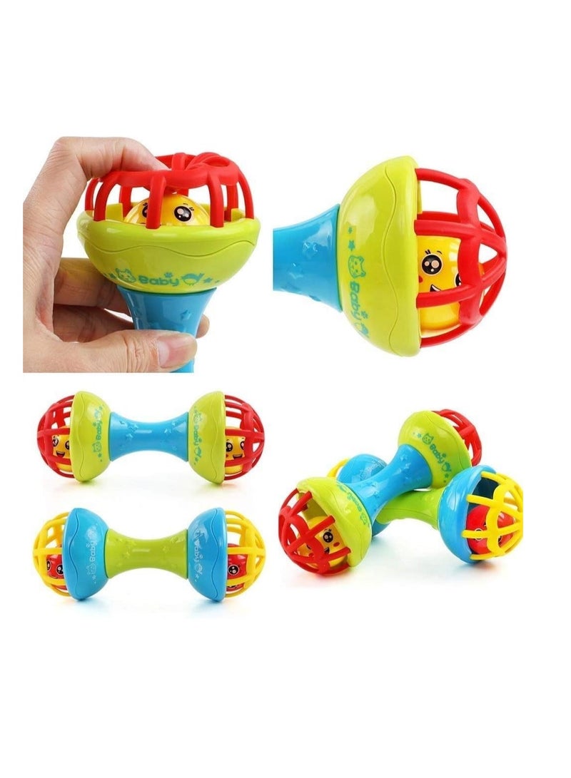 Baby Rattle Toy, Early Developmental Dumbell Toy for Infants, BPA-Free Plastic, Multicolor - Image 4