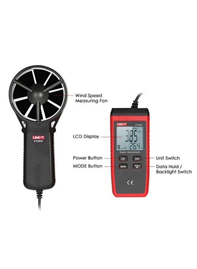 مقياس سرعة الرياح الرقمي XECRDP UT363S ميني LCD المحمولة مقياس سرعة الهواء واختبار درجة الحرارة مقياس سرعة الرياح الصغير  - Image 5