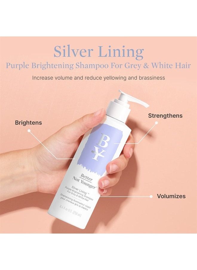 Better Not Younger Silver Lining Purple Shampoo - Sulfate-Free Purple Shampoo for Blonde Hair w Burdock Root, Bamboo, Sage, & Hops - Cruelty-Free White & Grey Hair Shampoo, 8.4 Fl Oz  - Image 2
