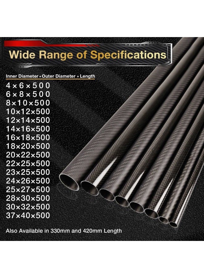 ARRIS 10mm 8mm x 10mm x 500mm 3K Roll Wrapped 100% Carbon Fiber Tube Matt Surface (2 PCS) - Image 3