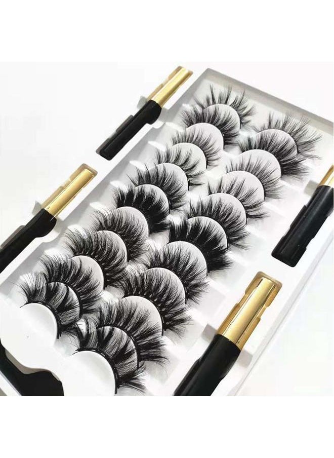 Magnetic Eyelashes with Eyeliner Kit 15pcs Set, 6 Magnets Lashes with Applicator 10 Pairs Variety Wispy Magnetic Lashes D Curl Look Like Extensions, No Glue, Reusable