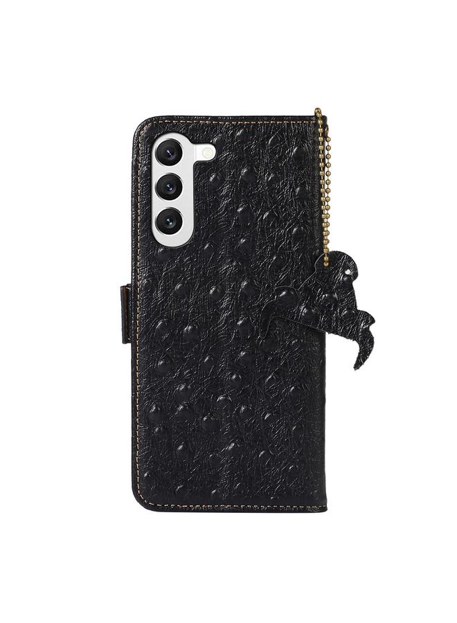 erorex Case For Samsung Galaxy S23+ 5G Ostrich Pattern Genuine Leather RFID Phone Case - Image 3