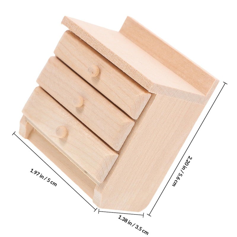 Miniature Wooden Bedside Table Drawer Cabinet For Dollhouse Decoration Accessories - Image 3