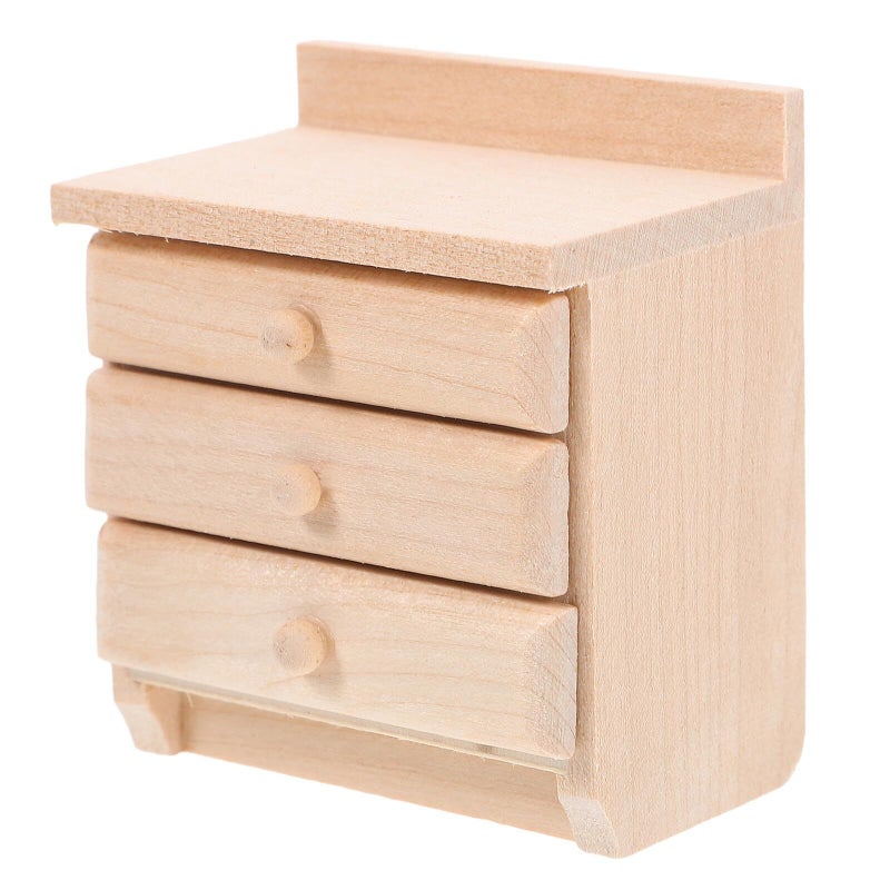 Miniature Wooden Bedside Table Drawer Cabinet For Dollhouse Decoration Accessories - Image 2