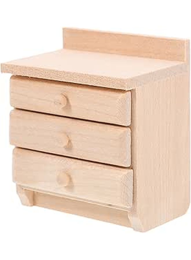 Miniature Wooden Bedside Table Drawer Cabinet For Dollhouse Decoration Accessories - Image 1