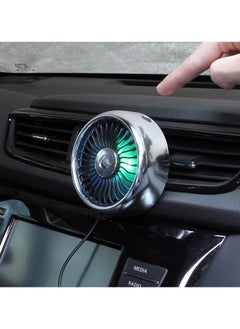 Car Air Vent USB Fan Auto Cooling Fan With Colorful Light/Suction Cup Car USB Fan/Mini Air Conditioner Freshener Vent Clip Sliver Fan