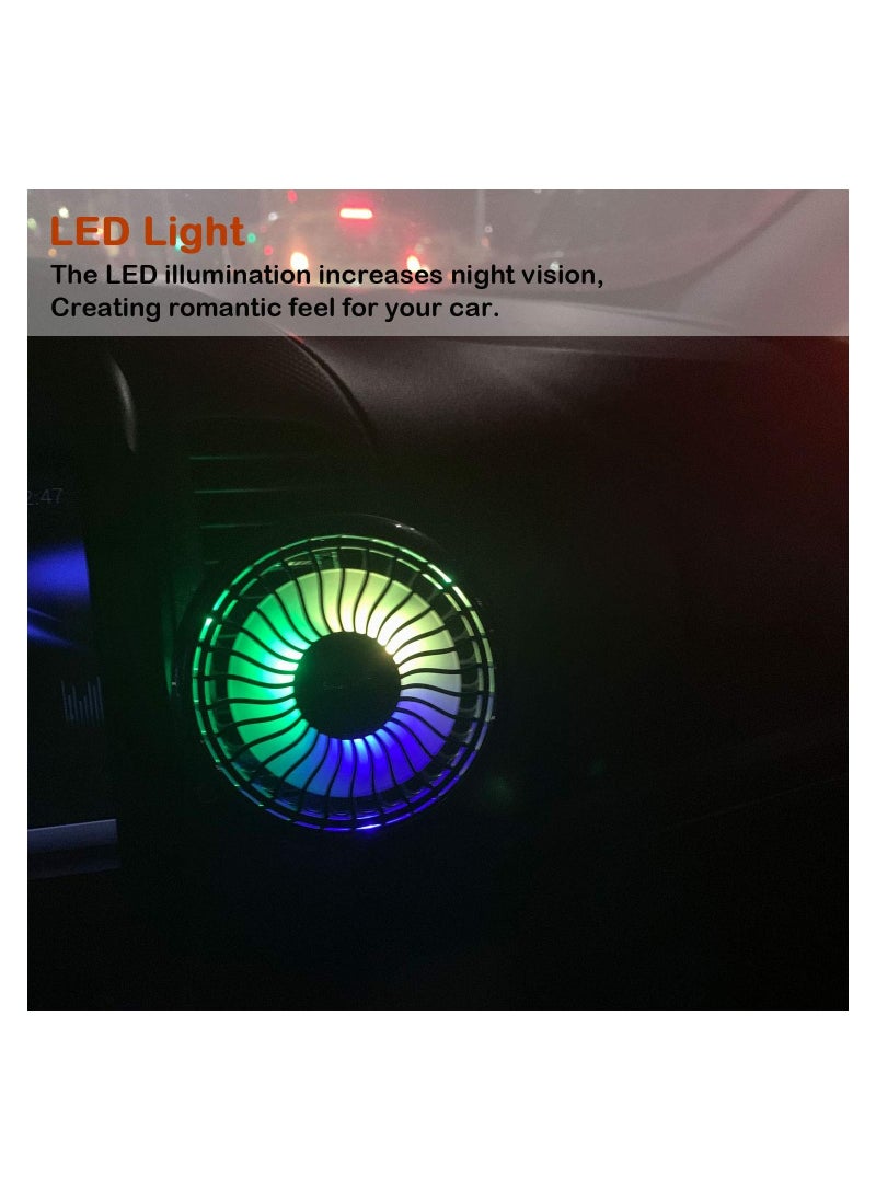 Generic - Car Air Vent USB Fan Auto Cooling Fan With Colorful Light/Suction Cup Car USB Fan/Mini Air Conditioner Freshener Vent Clip Sliver Fan - Image 1
