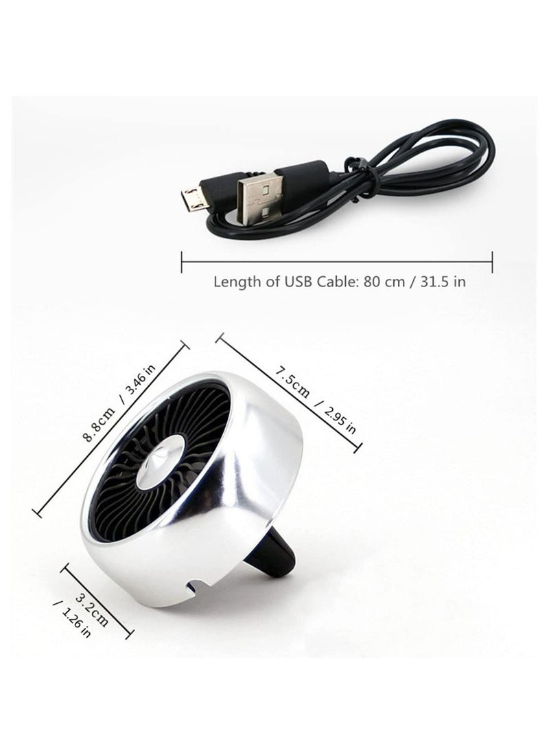 Generic - Car Air Vent USB Fan Auto Cooling Fan With Colorful Light/Suction Cup Car USB Fan/Mini Air Conditioner Freshener Vent Clip Sliver Fan - Image 1