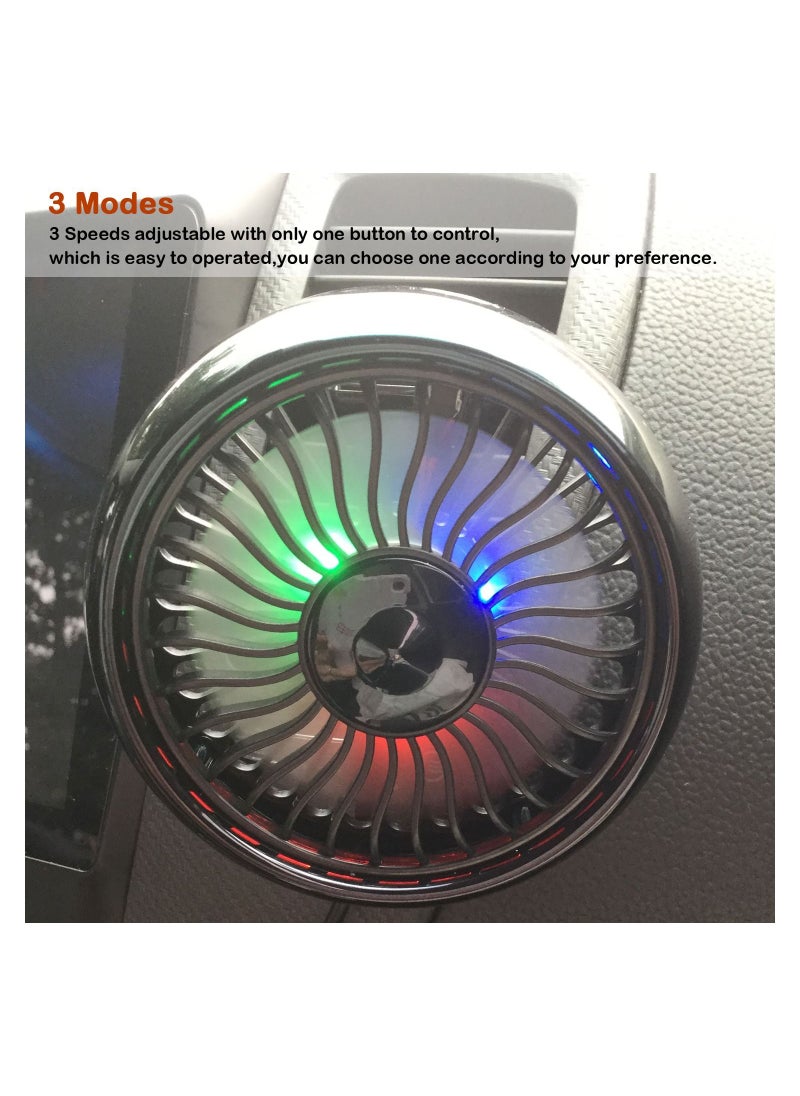 Generic - Car Air Vent USB Fan Auto Cooling Fan With Colorful Light/Suction Cup Car USB Fan/Mini Air Conditioner Freshener Vent Clip Sliver Fan - Image 1