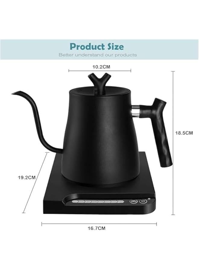 Beauenty Gooseneck Electric Kettle, 304 Stainless Electric Kettles for Boiling Water, Pour Over Coffee & Tea, Automatic Temperature Control and Constant Temperature, 1000W Quick Heating, 1L (Black#1) - Image 2