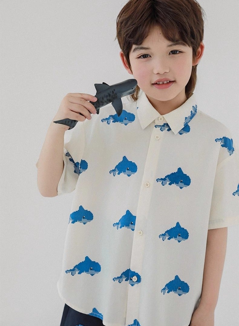 Oddtails Boys' Thin Breathable Short Sleeved Shirt  - Image 1