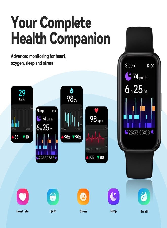 Enfit Fitness Tracker Smart Watch, 1.47" Color Screen, 100+ Sports, Black - Image 5