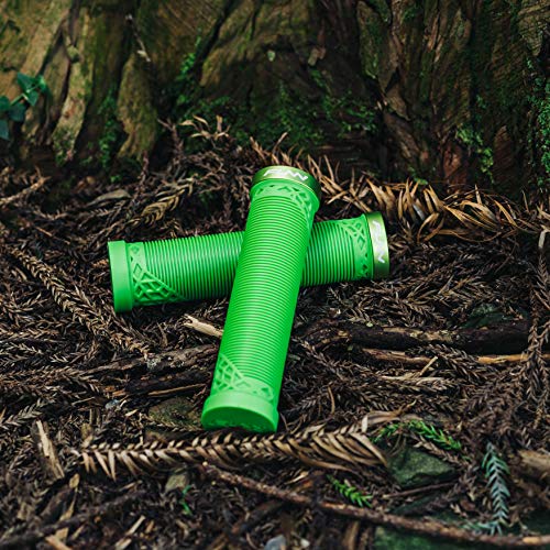 Funn Hilt Mountain Bike Handlebar Grips with Single Lock On Clamp, Lightweight and Ergonomic Bicycle Handlebar Grips with 22 mm Inner Diameter, Unique Patterned Bicycle Grips for MTB/BMX (Green) - Image 2