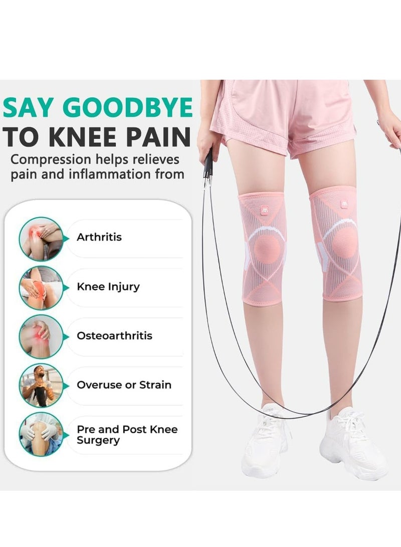 Oasisgalore 2 Pack Pink Knee Braces for Knee Pain Women and Men, Knee Support for gym running Knee Pain - Image 5
