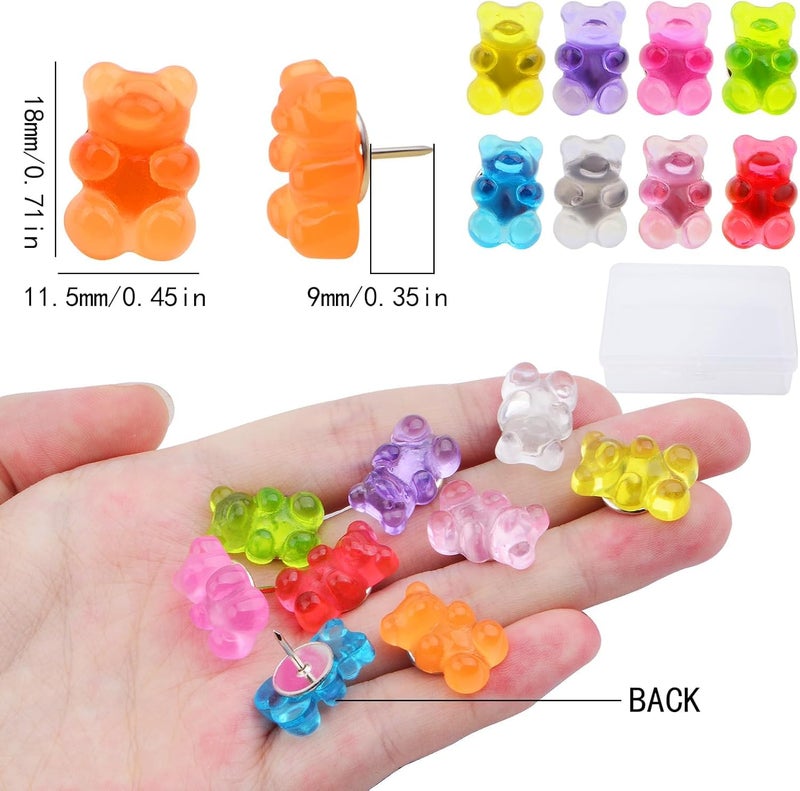 Mantianstar 25pcs Cute Little Bear Push Pins - Fun Colorful Bears Thumbtacks for Bulletin Board, Cork Board, Office & School - Adorable Decorative Drawing Pins for DIY, Memo Board & Wall Art. - Image 2