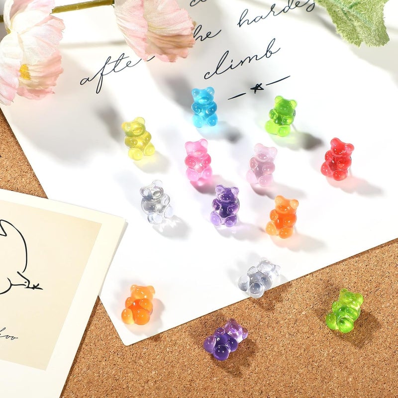 Mantianstar 25pcs Cute Little Bear Push Pins - Fun Colorful Bears Thumbtacks for Bulletin Board, Cork Board, Office & School - Adorable Decorative Drawing Pins for DIY, Memo Board & Wall Art. - Image 3
