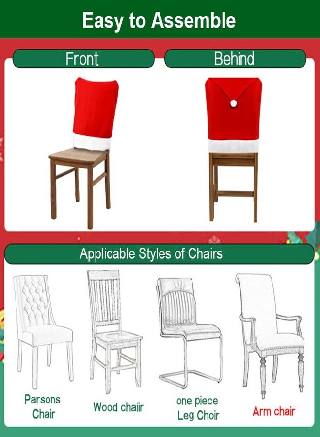 Hiflyer Christmas Chair Covers Set of 6, Red Hat Dining Chair Slipcovers, Non-woven Santa Chair Covers for Dining Chairs, Santa Claus Décor Christmas Decorations Clearance, Christmas Decorations Indoor - Image 5
