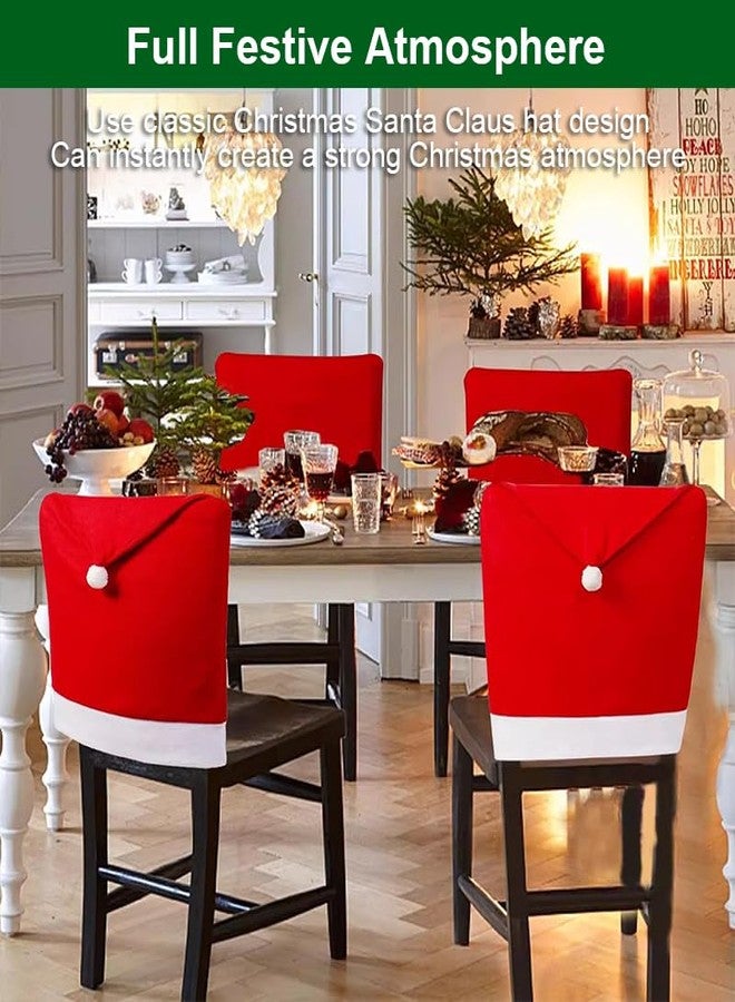 Hiflyer Christmas Chair Covers Set of 6, Red Hat Dining Chair Slipcovers, Non-woven Santa Chair Covers for Dining Chairs, Santa Claus Décor Christmas Decorations Clearance, Christmas Decorations Indoor - Image 3