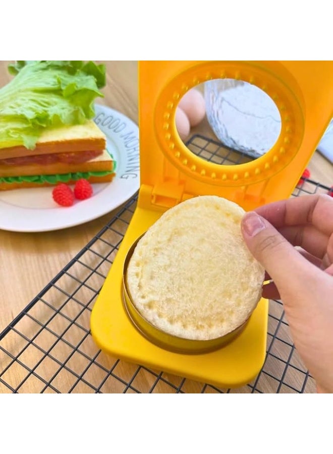 انقر لرؤية العرض الكامل اداة تقطيع الساندويتشات واغلاق الساندويتشات 2 في 1، اداة تقطيع الساندويتشات والخبز للمدرسة والنزهات والتخييم وصنع البان كيك، ادوات المطبخ وادوات تقطيع البسكويت والساندويتش (اصفر، دائرية) - Image 5