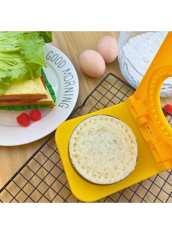 انقر لرؤية العرض الكامل اداة تقطيع الساندويتشات واغلاق الساندويتشات 2 في 1، اداة تقطيع الساندويتشات والخبز للمدرسة والنزهات والتخييم وصنع البان كيك، ادوات المطبخ وادوات تقطيع البسكويت والساندويتش (اصفر، دائرية) - Image 4