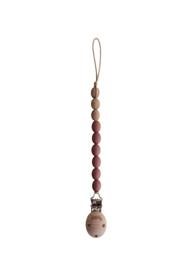 mushie Pacifier Clips Eva Redwood