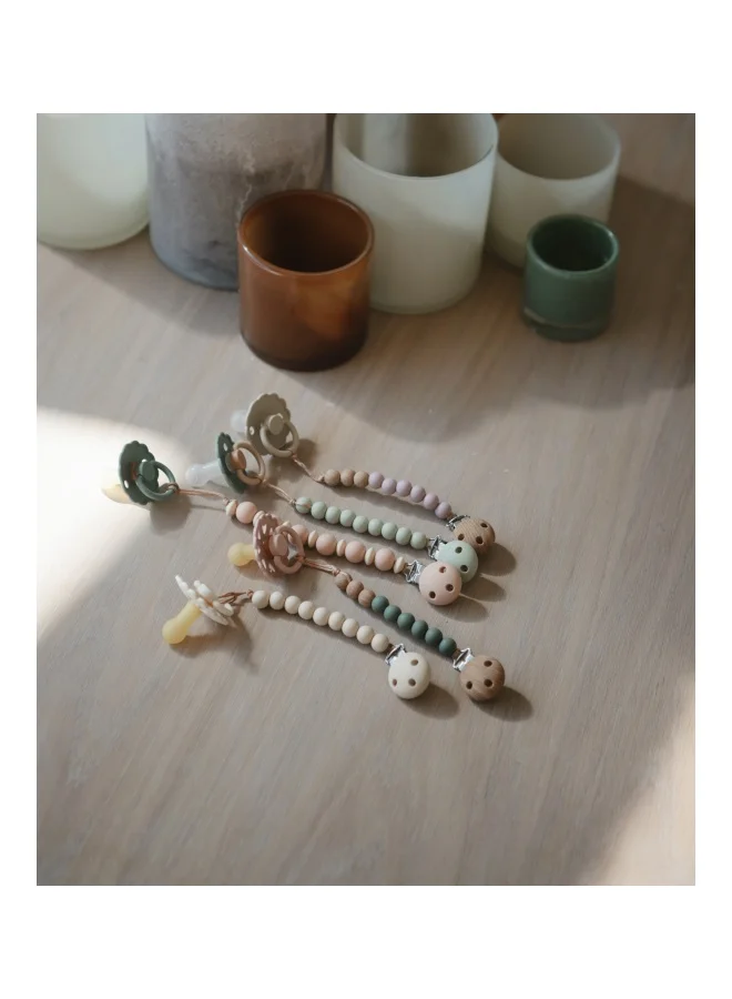 mushie Pacifier Clips Eva Redwood