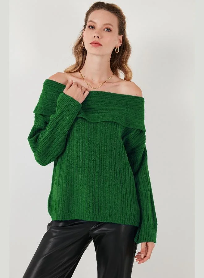 ليلا كنزة ليلا بقصة واسعة وياقة مادونا نسائية