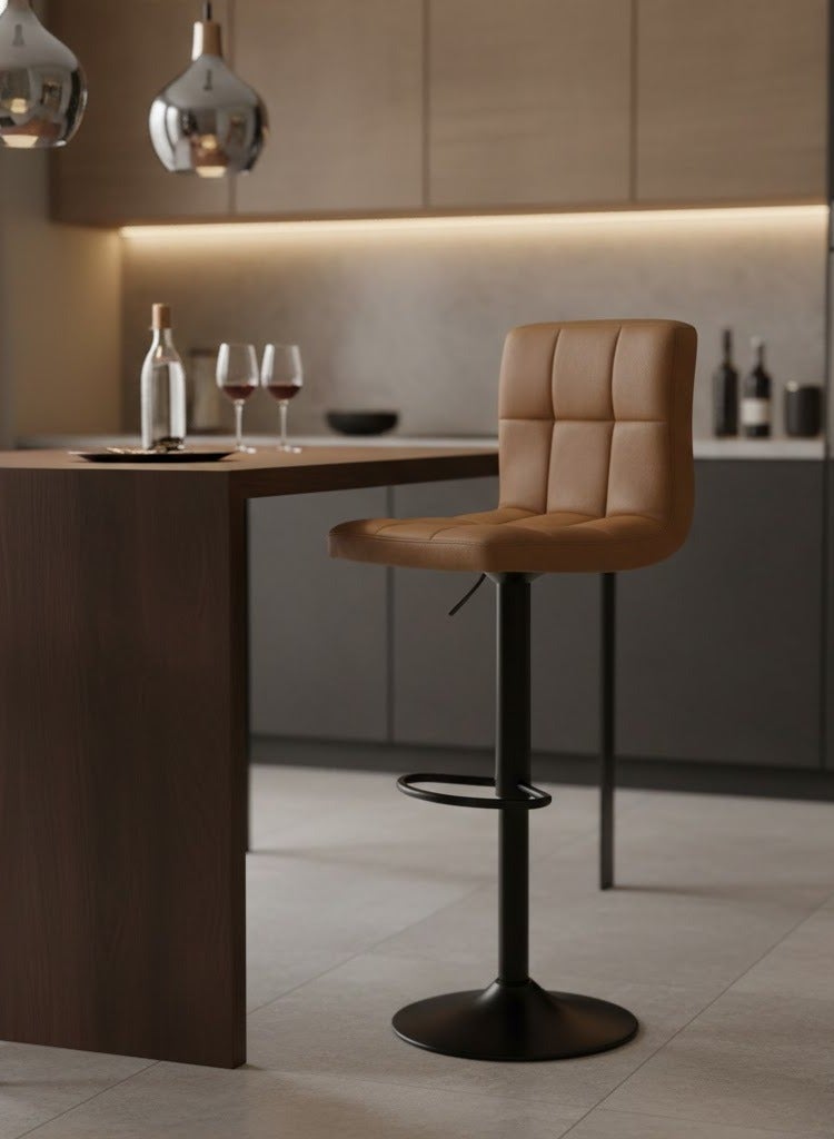 Modern single counter chair – 117x35x43 cm - Brown - 43x35x117 Centimeter - Image 1