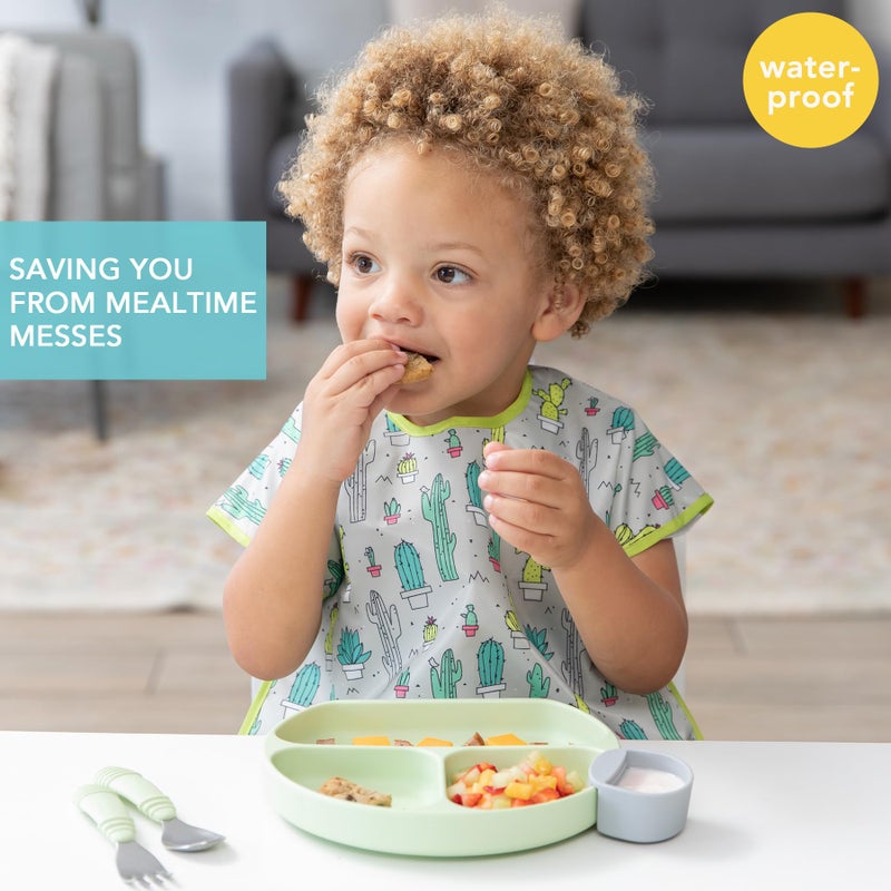 Bumkins Bibs, Baby and Toddler Bibs, Bibs for Girls and Boys, Large for 1-3 Years, Short Sleeve Bib for Kids, Mess Proof Lightweight Waterproof Fabric Bib - Image 2