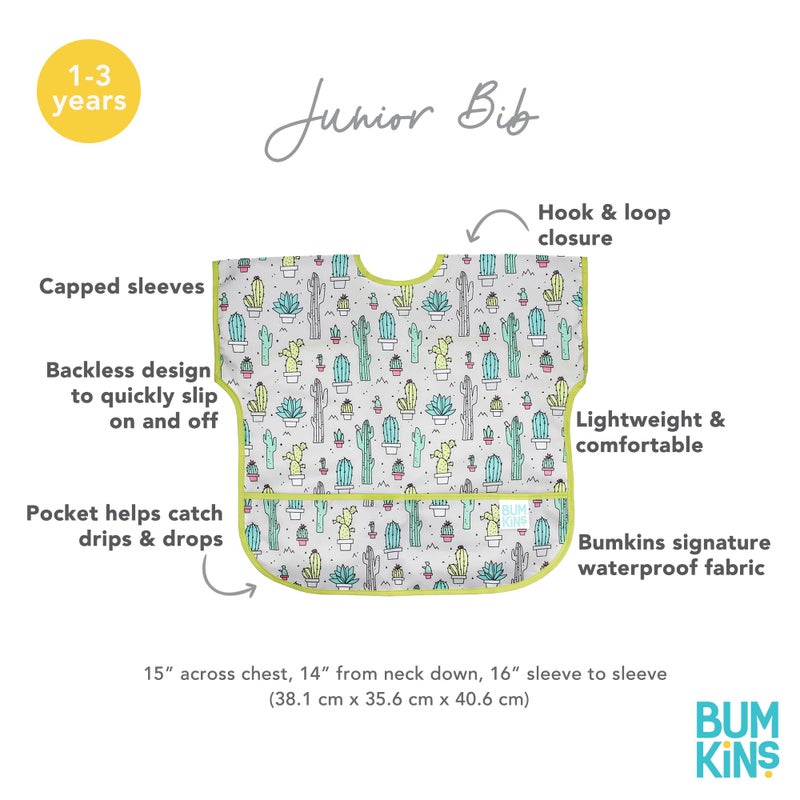 Bumkins Bibs, Baby and Toddler Bibs, Bibs for Girls and Boys, Large for 1-3 Years, Short Sleeve Bib for Kids, Mess Proof Lightweight Waterproof Fabric Bib - Image 5