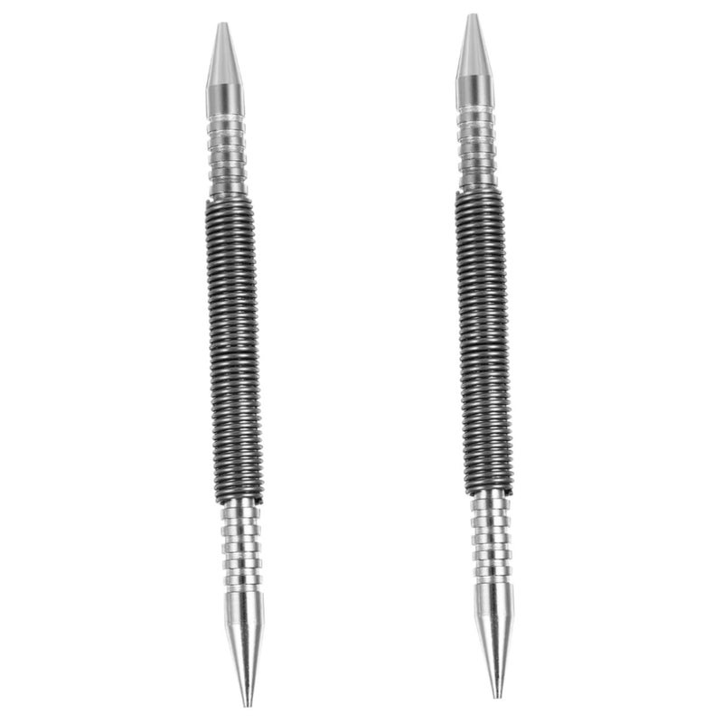Spring Loaded Center Punch Nail Setter Tool 2Pcs Silver 13 5x1cm For Woodworking - Image 2