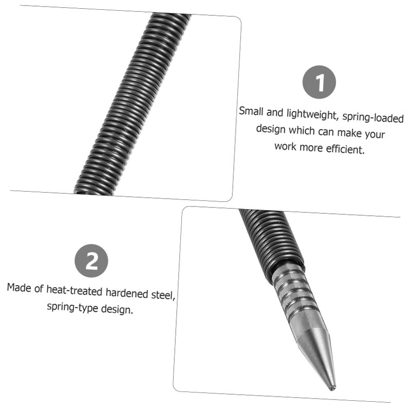 Spring Loaded Center Punch Nail Setter Tool 2Pcs Silver 13 5x1cm For Woodworking - Image 3