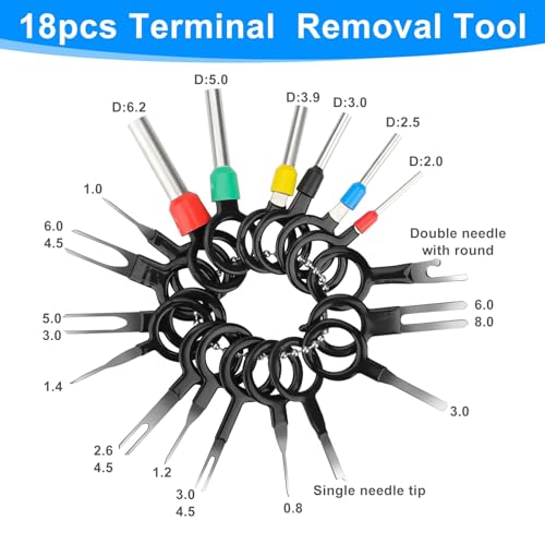 Linkstyle 420PCS Connector Pins Terminal Kit, 21 Types Automotive Car Electrical Wire Terminal 1/1.5/1.8/2.2/2.8/3.5mm Non-insulated Plug Male Female Crimp Seals Wire Connectors w/18pin Extractor Tool - Image 3