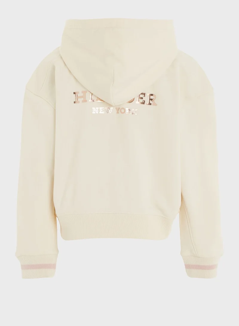 TOMMY HILFIGER Kids Logo Zip Through Hoodie