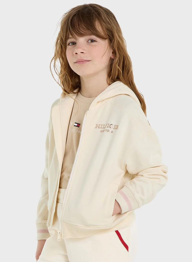 TOMMY HILFIGER Kids Logo Zip Through Hoodie