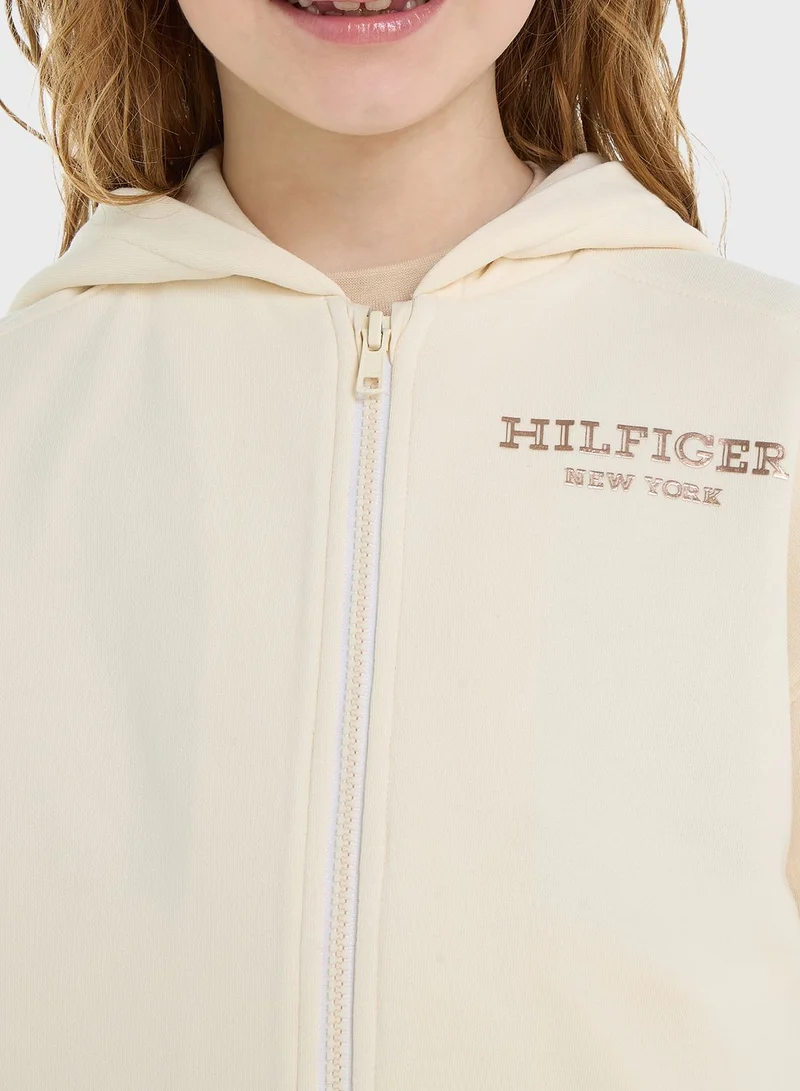TOMMY HILFIGER Kids Logo Zip Through Hoodie