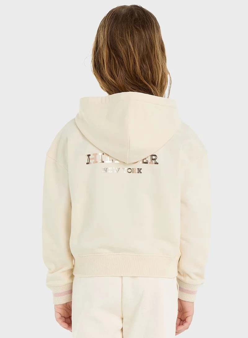 TOMMY HILFIGER Kids Logo Zip Through Hoodie