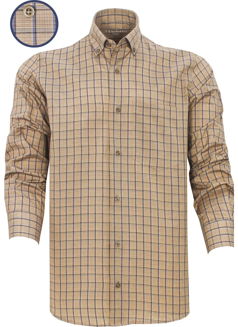 Varetta Men's Blue Checked Long Sleeve Classic Cut Collar Buttoned Shirt