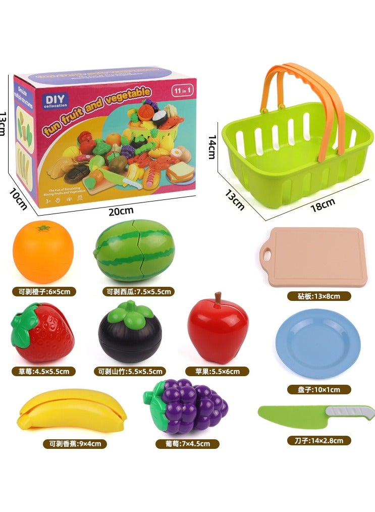 11-piece Cutting Play Food Toys For Kids, Pretend Play Kitchen Toy For Toddler Children  For Kids, 3+ Years - Image 1