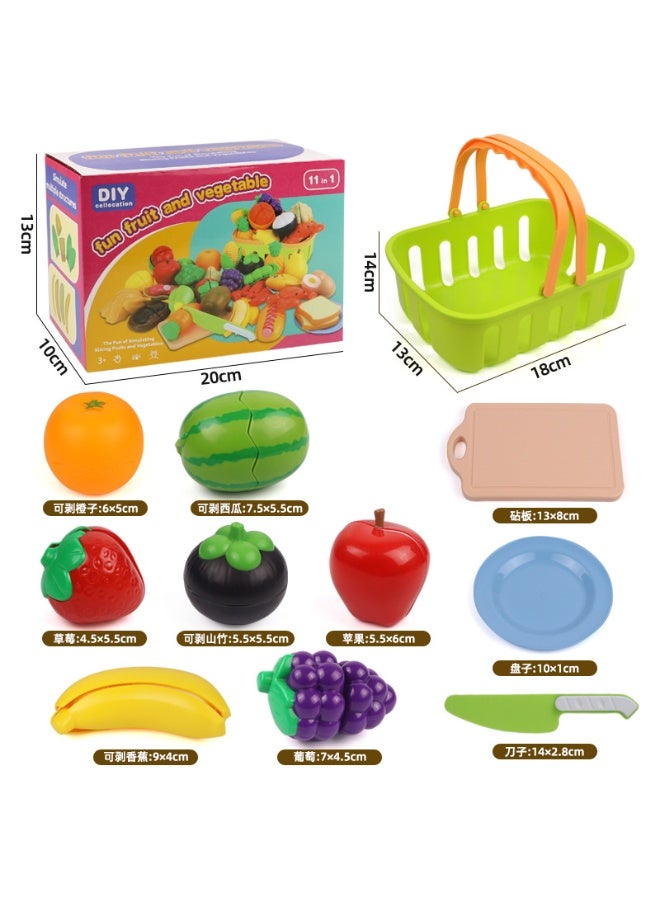 11-Piece Pretend Cut Fruit And Vegetable Slicer Toy Play House Kitchen Set For Toddler Children  For Kids, 3+ Years - Image 2