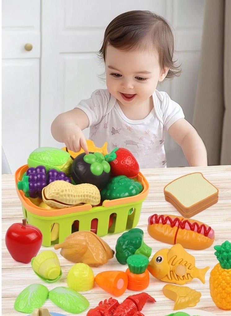 11-Piece Pretend Cut Fruit And Vegetable Slicer Toy Play House Kitchen Set For Toddler Children  For Kids, 3+ Years - Image 1