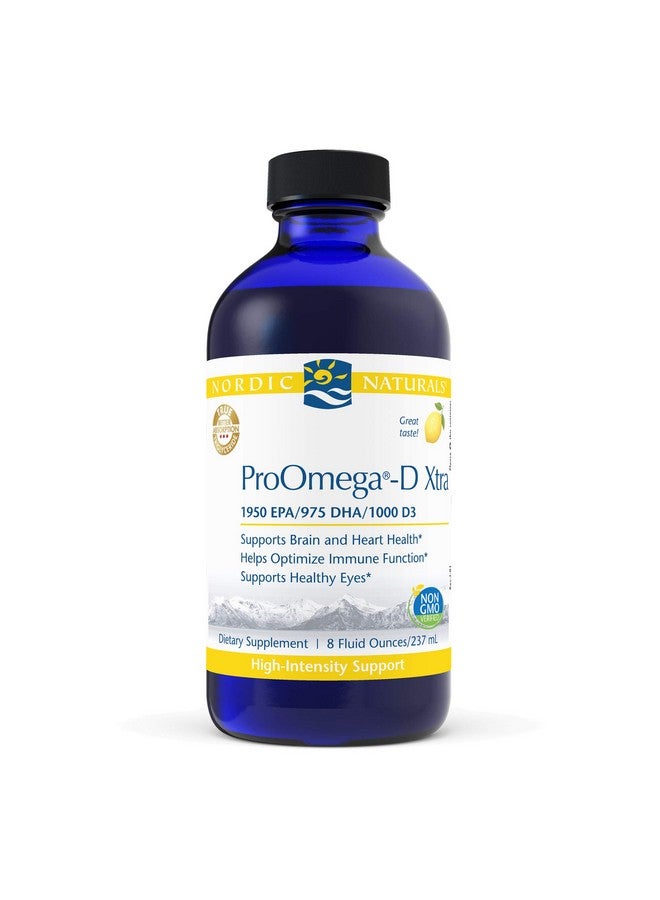 NORDIC NATURALS Nordic Naturals ProOmega-D Xtra Liquid, Lemon Flavor - 8 oz - 3400 mg Omega-3 + 1000 IU D3 - High-Potency Fish Oil - EPA & DHA - Brain, Eye, Heart, & Immune Health - Non-GMO - 48 Servings - Image 1