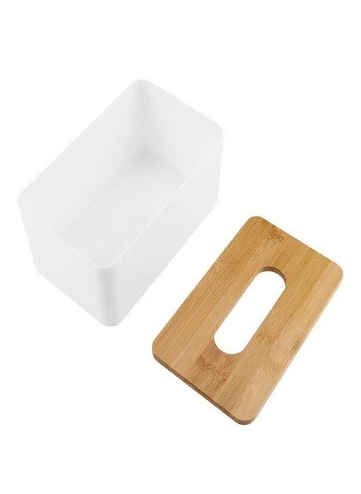 Generic - Multifunctional Tissue Box with Lid - Desktop Decoration Organizer - Tissue Holder - White - Image 1