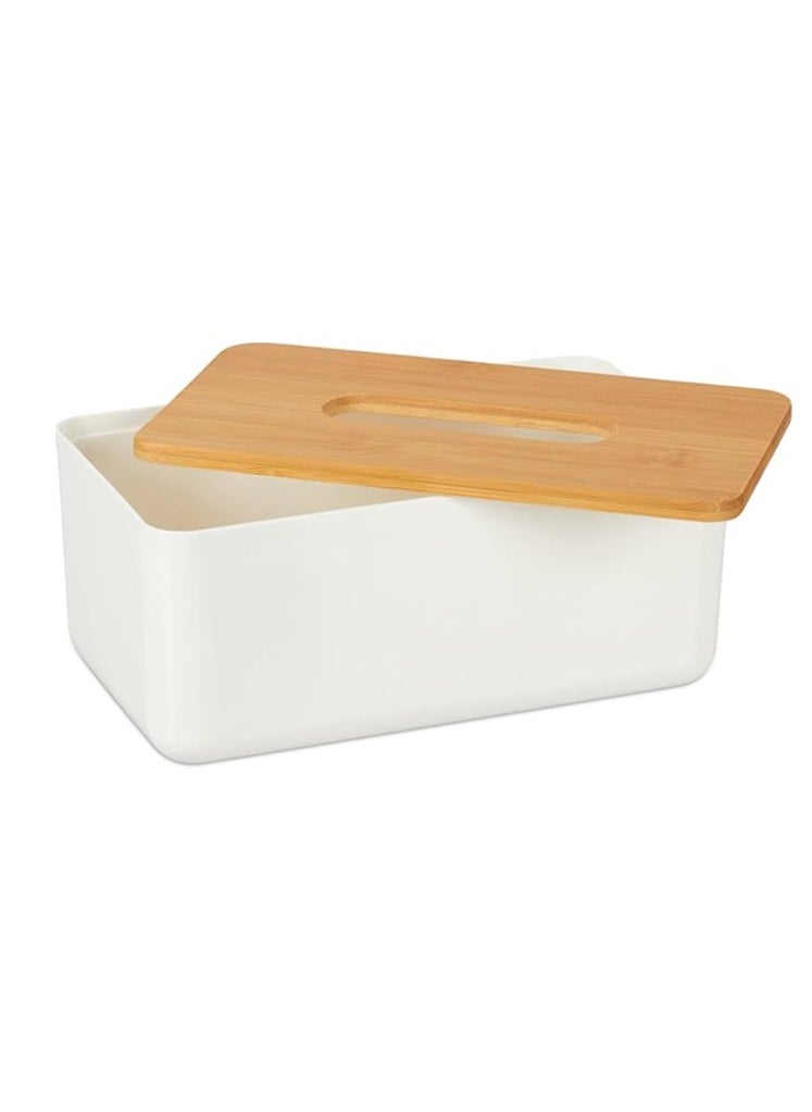 Generic - Multifunctional Tissue Box with Lid - Desktop Decoration Organizer - Tissue Holder - White - Image 1