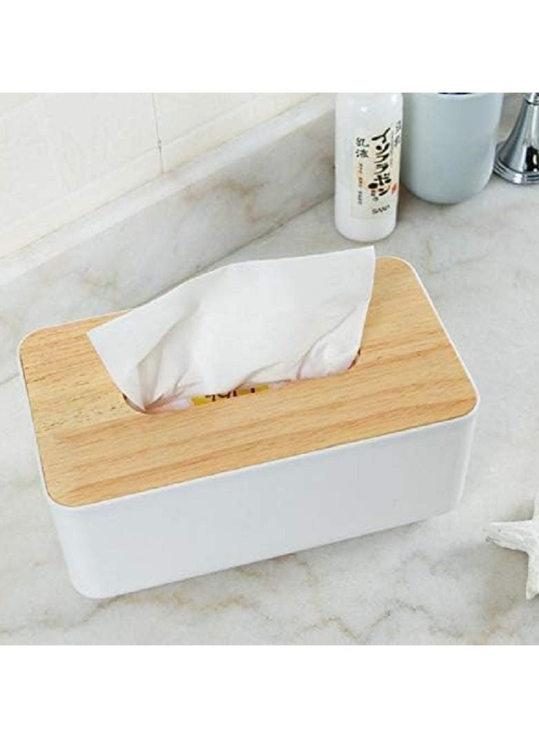Generic - Multifunctional Tissue Box with Lid - Desktop Decoration Organizer - Tissue Holder - White - Image 1