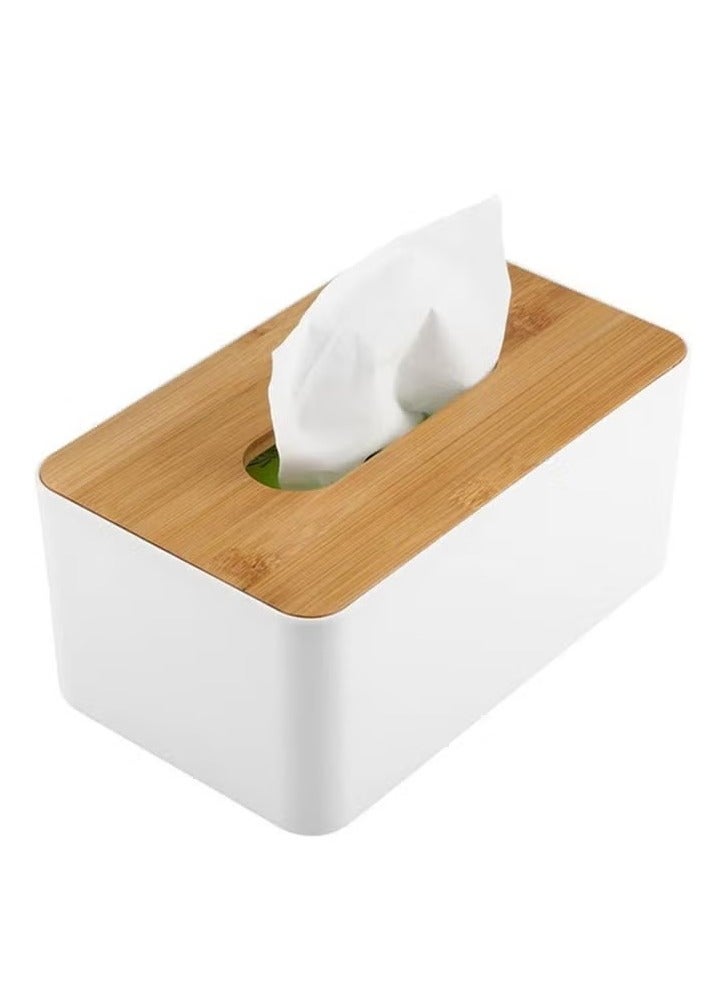 علبه مناديل متعدد الوظائف بغطاء - منظم لتزيين سطح المكتب - حامل مناديل - ابيض - Image 2