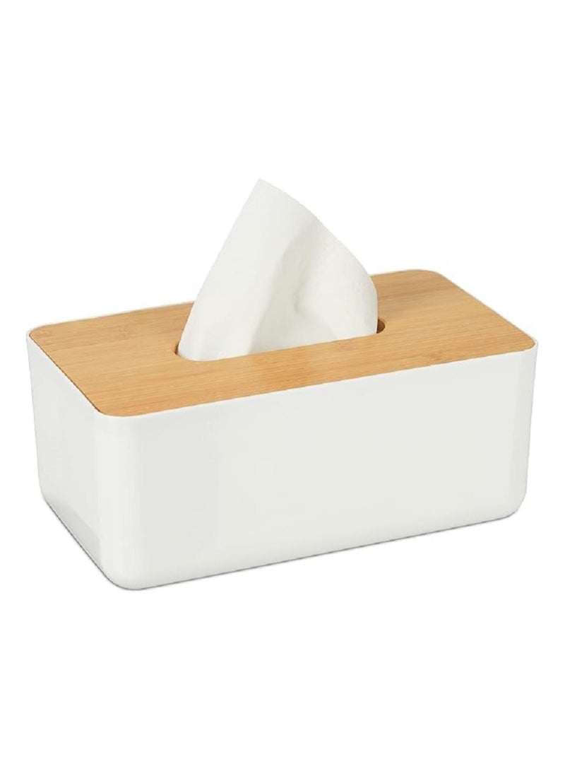علبه مناديل متعدد الوظائف بغطاء - منظم لتزيين سطح المكتب - حامل مناديل - ابيض - Image 1
