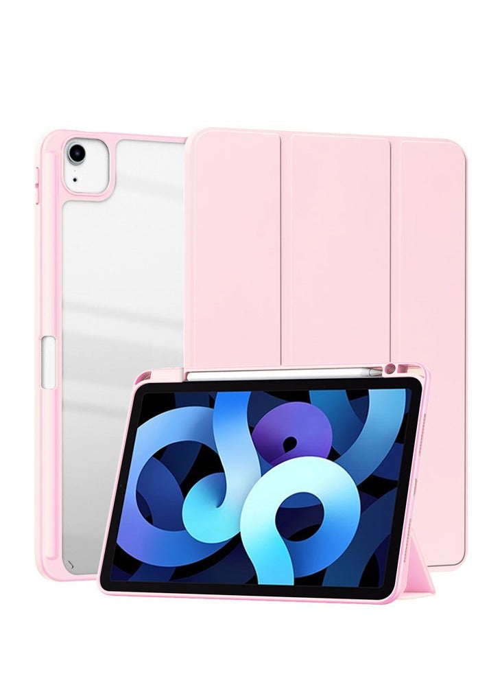 جراب لجهاز iPad Air 8th 11 Inch M3 2026/iPad Air 7th 11 Inch M3 2025/iPad Air 6th 11 Inch M2 2024/iPad Air 5th 2022 10.9 Inch/iPad Air 4th 2020 10.9 Inch/iPad Pro 11 inch (2022/2021/2020/2018) مع حامل قلم، واقي للعدسة، غطاء خلفي شفاف، نحيف، مقاوم للصدمات، خاصية التشغيل/الإيقاف التلقائي