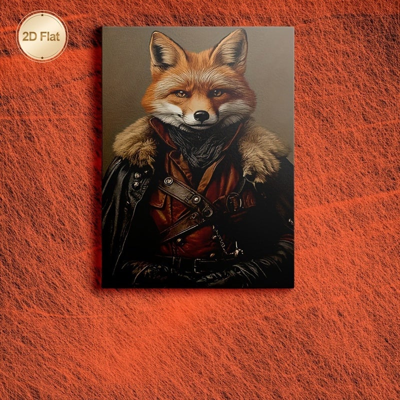 Victorian Steampunk Fox Framed Canvas Painting - Image 2