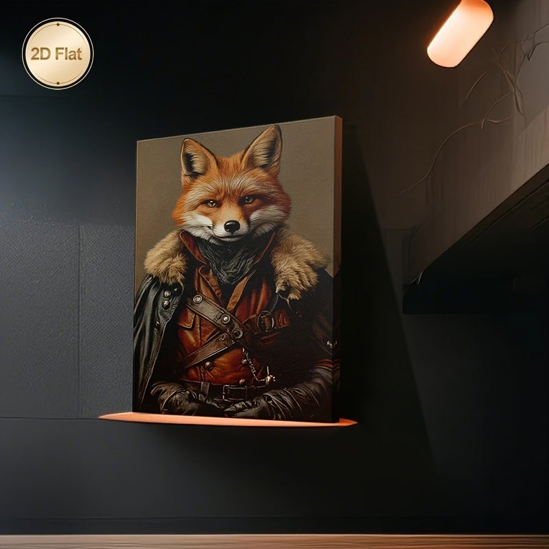 Victorian Steampunk Fox Framed Canvas Painting - Image 5